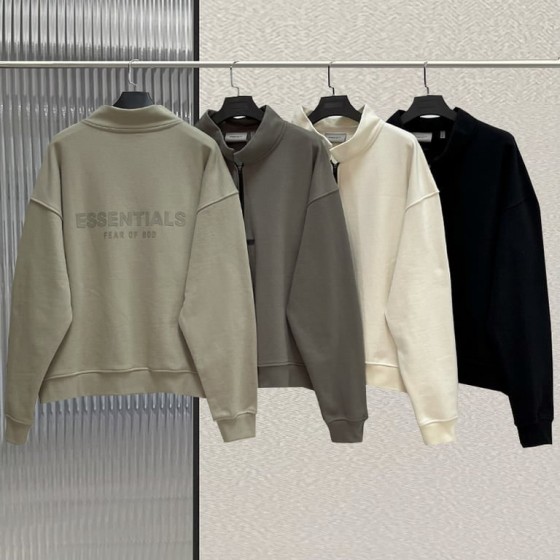 Fear of God Essentials Tone-on-Tone Back Logo Half-Zip Sweatshirt